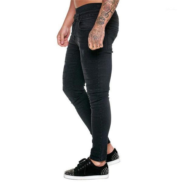 

breathable men's motobike jeans slim trousers autumn clothes stripe casual run bike side pockets phone sports bottoms male jeans1, Blue