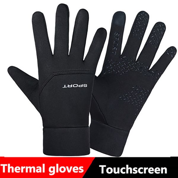 

outdoor sport winter thermal touchscreen texting driving anti-slip cycling warm fleece gloves for men women, Blue;gray