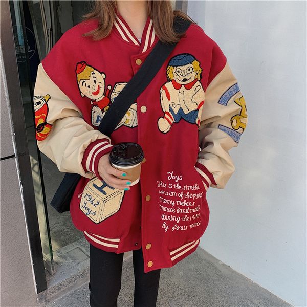 

2021 outono nova tendncia estilo universitrio verstil instilia pesada engrossado algodo acolchoado jaquea de beisebol g4yi, Black