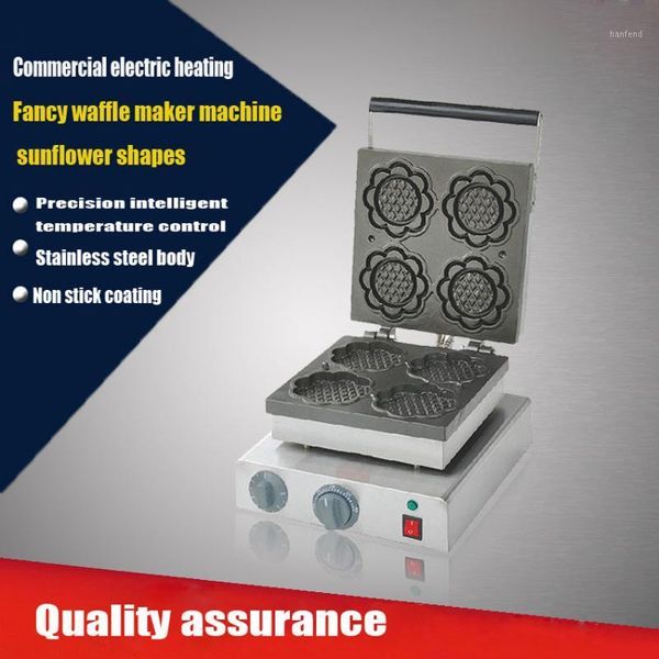 

bread makers 1pc 220v electric nonstick fancy waffle maker machine sunflower shapes1