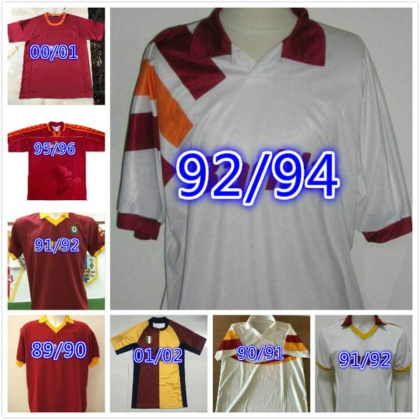 

00 01 2002 retro totti soccer jersey 00 01 02 89 90 totti batistuta candela montella classic commemorate collection rome maglia da calcio, Black;yellow