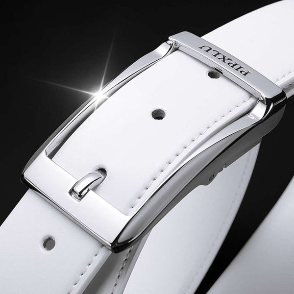 

white male student youth fashion trend korean personalized casual hairstylist pin buckle trouser belt, Black;brown