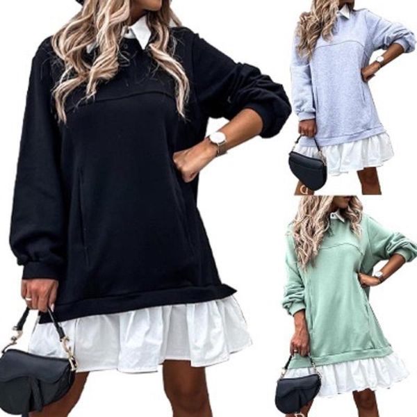 

women autumn long sweatshirts long sleeve shirt collar patchwork pullovers sweatshirt ladies pockets tracksuits1, Black