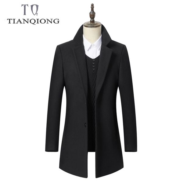 

brand new autumn winter men's long section wool coat business casual classic style slim fit woolen jaket male brand clothes lj201106, Black