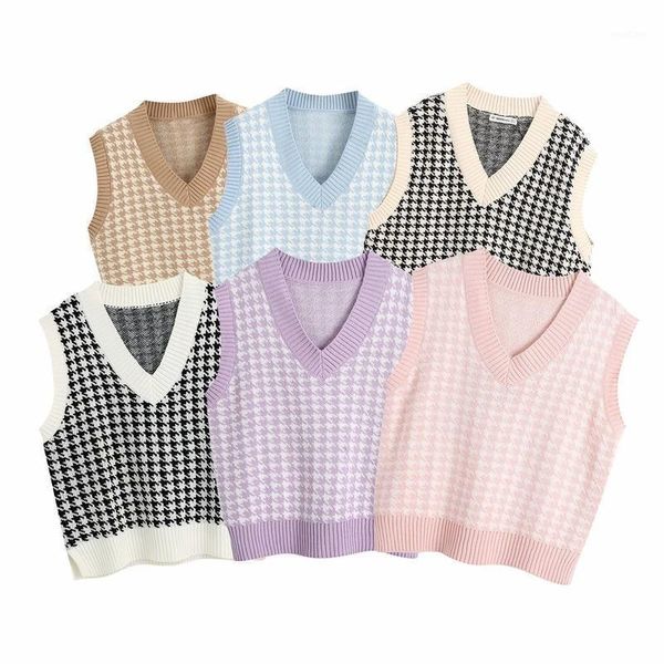

v-neck sweater vest black white plaid sweater vest women fashion knitted pullovers loose chic loose 1, White;black