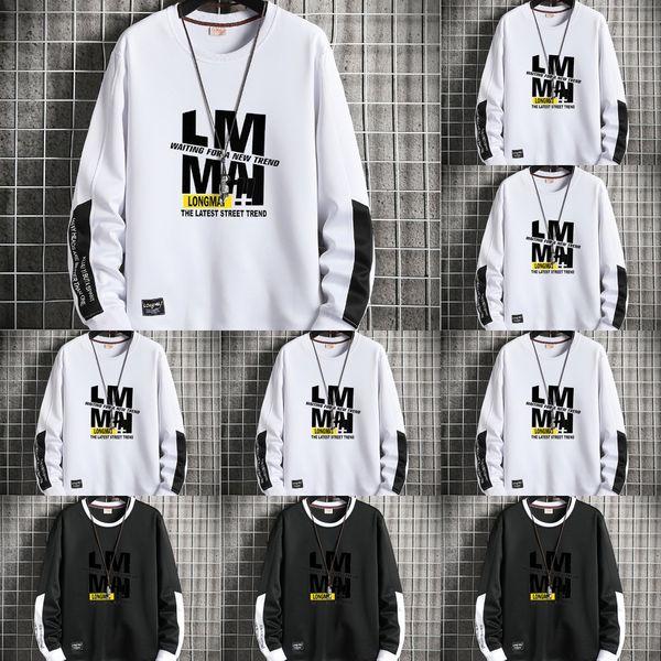 

осень 2020 новая футболка стиль для menteenagersstudentsloose fashionkorean loverslong рукав shirtmale осень 2020 новая футболка свитер styl, Black