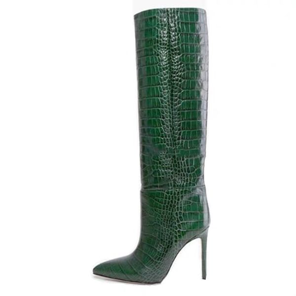 

2021 microibre leather boots, high heels, toe shoes. hwa3, Black