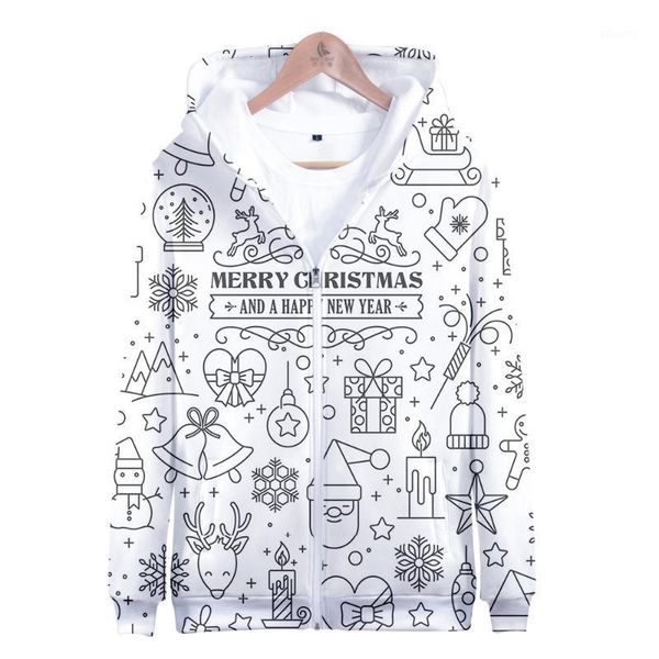 

happy merry christmas 3d zipper cool hoodies sweatshirts boys/girls casual harajuku sweatshirt merry christmas clothing1, Black