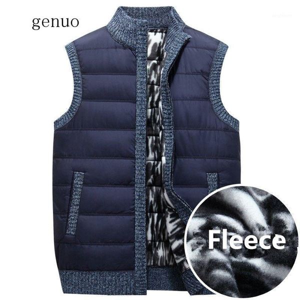 

men's vests casual sweater vest men thick warm cashmere coat autumn winter waistcoat sleeveless fleece zipper jacket knitted sweatercoa, Black;white
