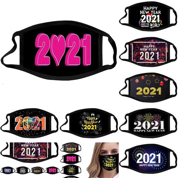 

happy face new year designer 2021 black mouth masks men women cotton cloth mask washing dustproof pm2.5 facemask for boys girls 3 n2hql