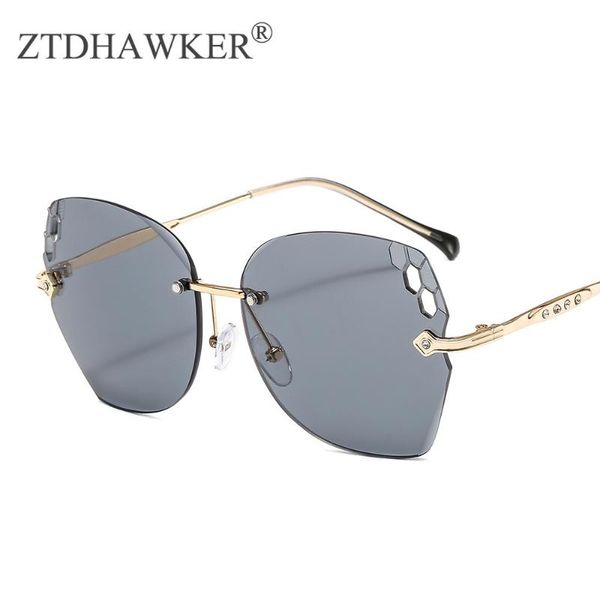 

sunglasses frameless cut-edge color women fashion hollowed out elegant ladies tide luxury glasses, White;black