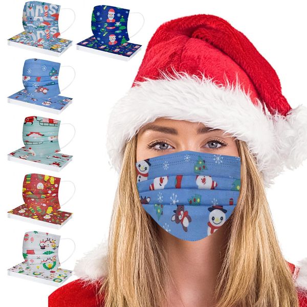 

10шт рождество mscara de navidad быстрая доставка masque оголовье одноразовая маска личные дышащий маска 3ply ear loop sqckad