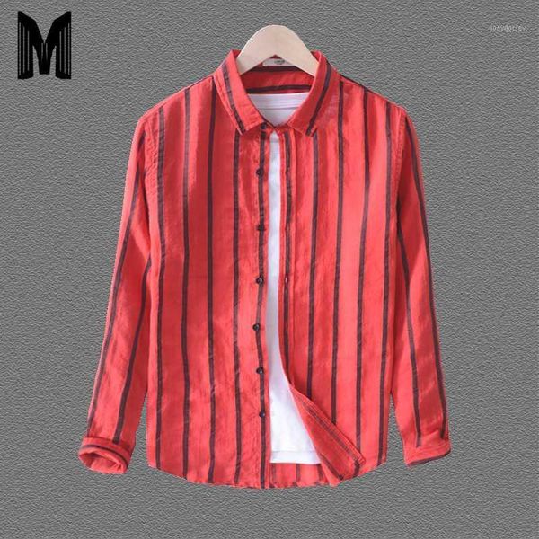 

new shirts men 2020 55%linen 45%cotton striped long sleeve shirt breathable cool causal clothes y16571, White;black