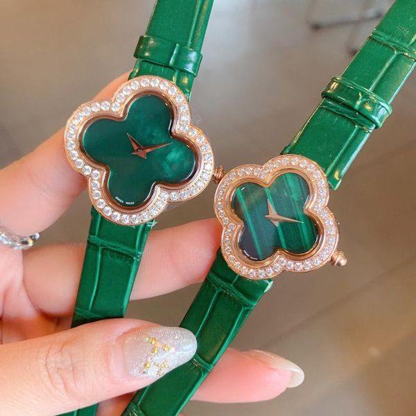 

ladies watch fashion luxury quartz watch ladies gift casual watch dress elegant watches designer four leaf clover brand watches gift x, Slivery;brown