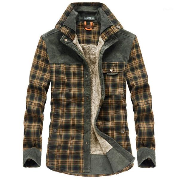 

winter jacket men fleece shirts male shirt plaid warm cotton casual shirt men brand clothing thicken coat1, Black;brown