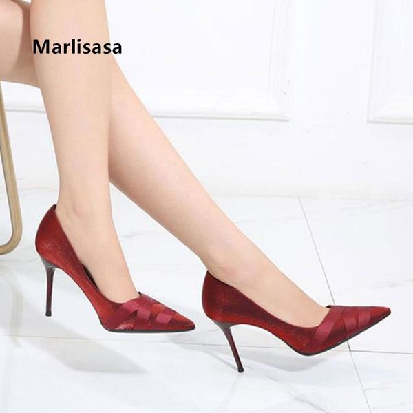 

marlisasa women cute sweet wine red comfort office high heel stiletto ladies casual black high heel shoes sapato feminino f5532