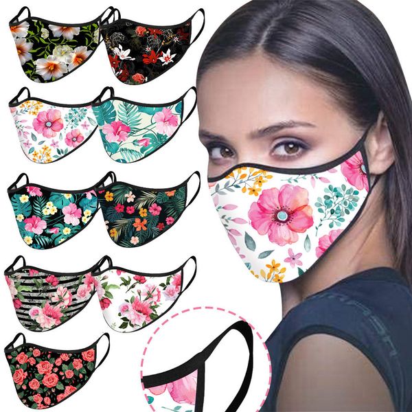 

маски цветочной маски мода для взрослых дизайнера печатной многоразовой ткань facemaskcloth украшения для лица masque котон reutilisable