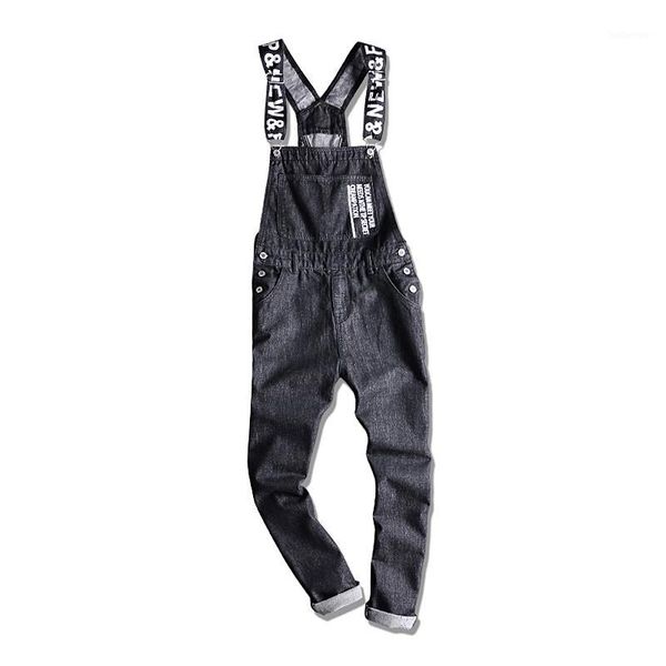

new men's letters printed black denim bib overalls fashion slim fit jumpsuits plus size s-5xl jeans pants1, Blue