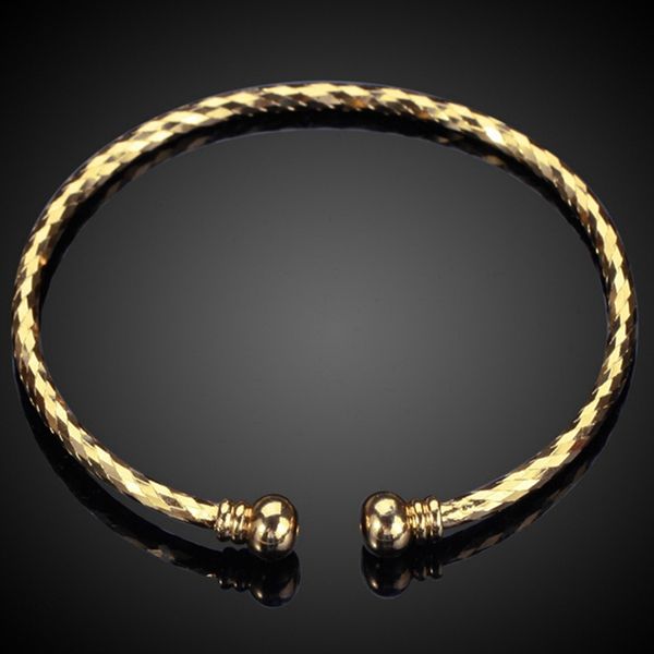 

simple style thin wire cuff bangle 18k yellow gold filled womens bracelet 60mm, Black