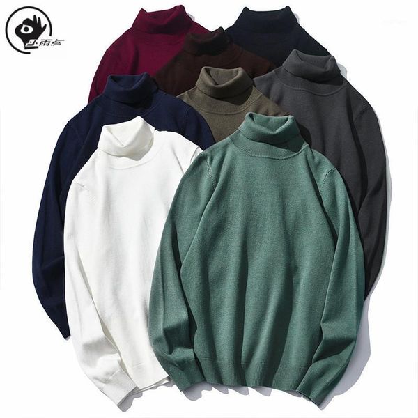 

little rain sweater menturtleneck solid 2021casual knitted pullover thick fashion fitness man sweaters streetwear sueter hombre1, White;black