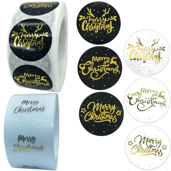 

new merry seals clear christmas stickers gold foil labels for thank you invitation cards gifts bakery envelopes shopping packaging 2