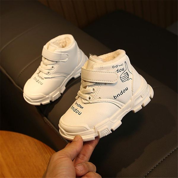 

дети мальчик boots kid sneaker высокие кожаные сапоги для мальчиков одежда для девочек резиновые скольжения снег загрузки мода зима обувь ма, Black