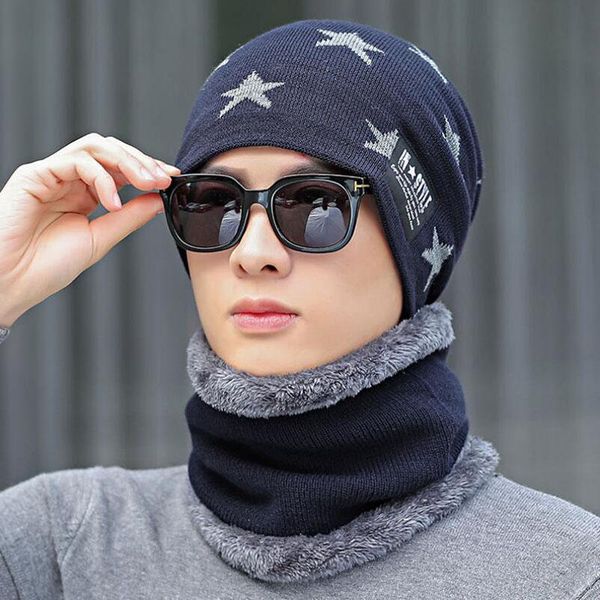 

bing yuan hao xuan autumn winter hats skullies knitted hats gorros hat for men women wool scarf balaclava mask gorras bonnet