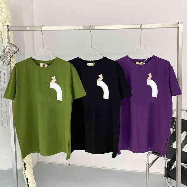 

early spring limited home joint print couple short sleeve t-shirt round neck men and women loose half, White