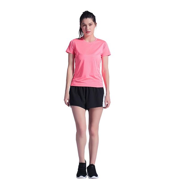 

short sleeve yoga sport shirt women summer breathable fitness gym clothes sportwear running tshirt kg-69, White;red