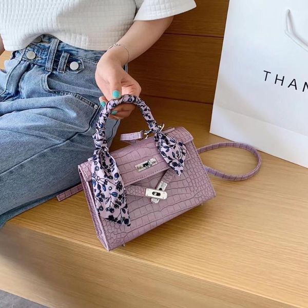 

design handbag crocodile pattern simple crossbody bag single shoulder soft pu leather solid color fashion style