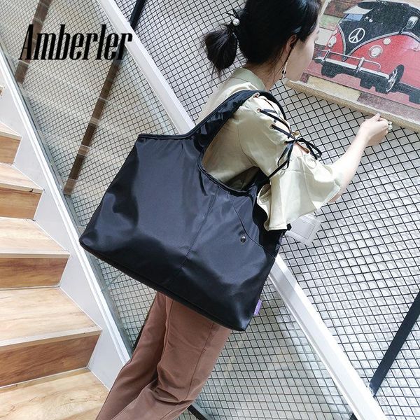 

amberler нейлон женщины сумки водонепроницаемые дамы большой емкости мешок плеча высокого качества роскошный повседневный tote crossbody сум