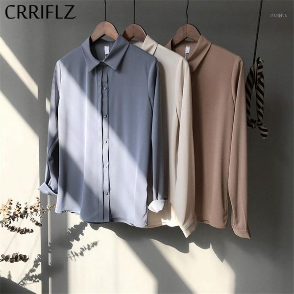 

new spring basic section blouse women turn down collar full length sleeve single breasted casual blouse female shirt crriflz1, White