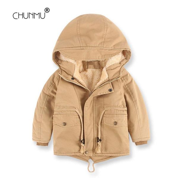

children's cotton boys jacket plush thick winter children's clothing jacket solid hooded trench coat baby boy clothes, Blue;gray