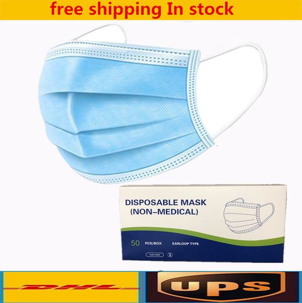 

disposable arrive in about 3-7 days 50 pcs face thick 3-layer masks with earloops for salon, home use comfortable