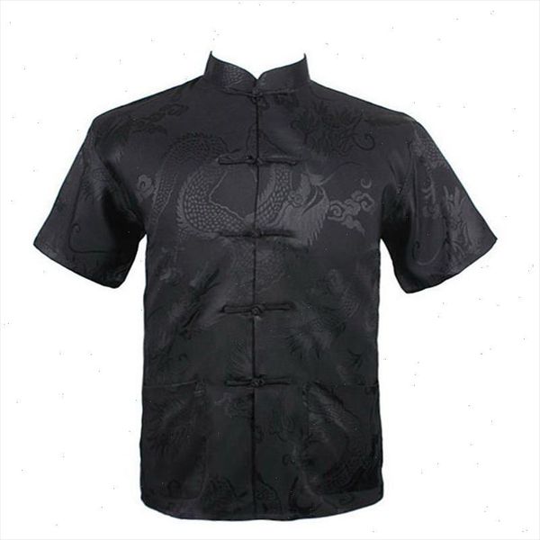 

men new arrival shirt chinese tradition style dragon pattern kung fu short sleeve shirts  l xl xxl 3xl drop shipping, White;black