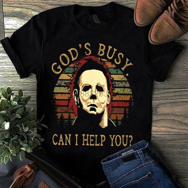 

michael myers god busy can i help you t shirt black cotton men s 4xl sport hooded sweatshirt hoodie
