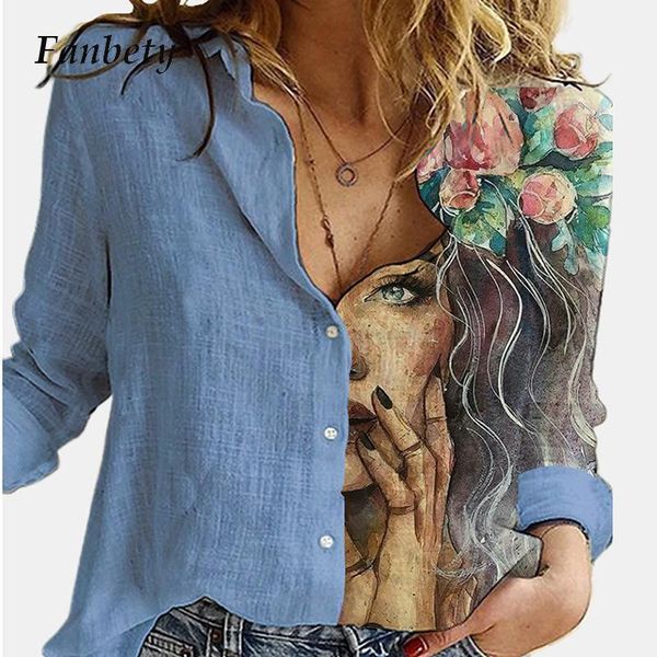 

vintage women patchwork button long sleeve blouses autumn casual loose office shirt femme plus size 5xl floral print shirt blusa1, White
