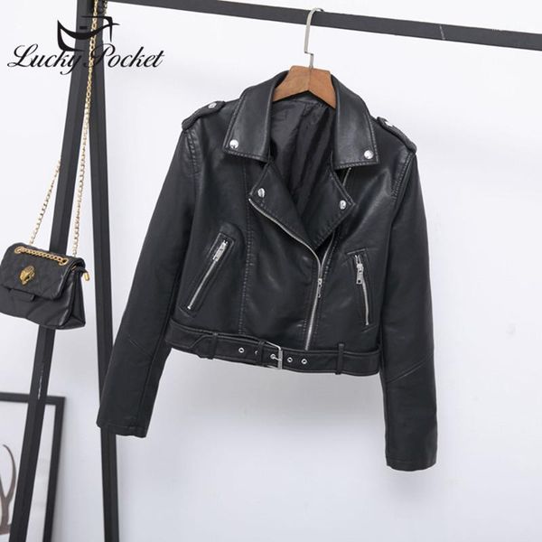 

women spring autumn black lapel pu leather coat ladies fashion sashes rivet epaulet zippers short jacket loose outerwear zy4481, Black;brown