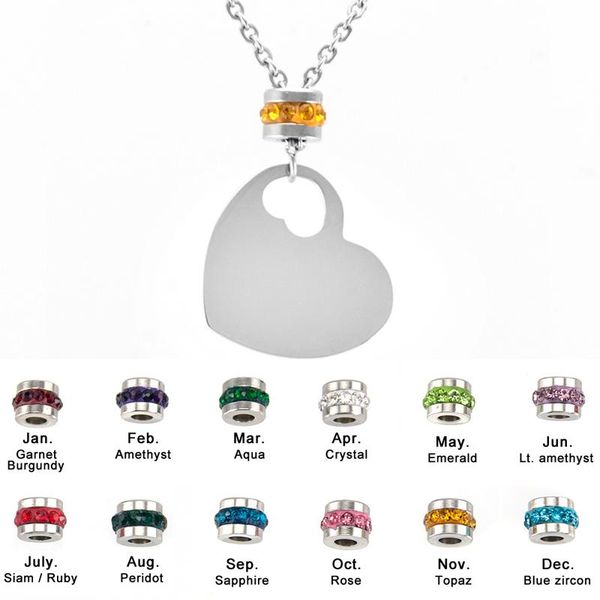 

simsimi mix styles birth stones charm choker lucky stone for women female jewelry stainless steel origin fashion necklaces gift, Silver