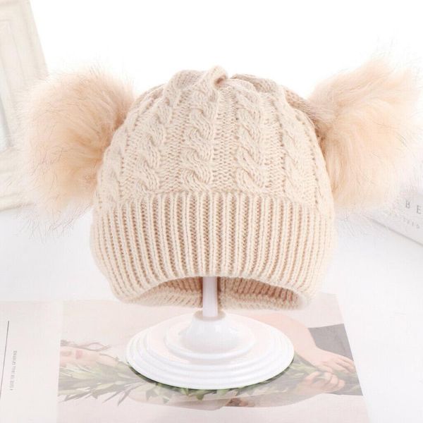 

focusnorm winter hat baby kids girl boy knitted hat crochet warm earmuffs beanie ball cap for baby 0-24months, Yellow