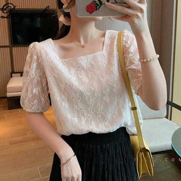 

s-3xl new fashion square collar white blouse short-sleeved summer women shirt sweet bow tie lady blusa plus size clothing