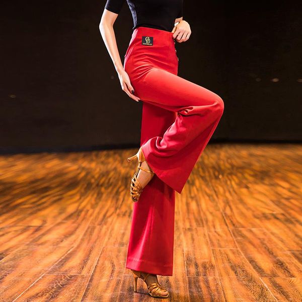 

stage wear ballroom dance pants lady's tango waltz dancing costumes women competition md02, Black;red
