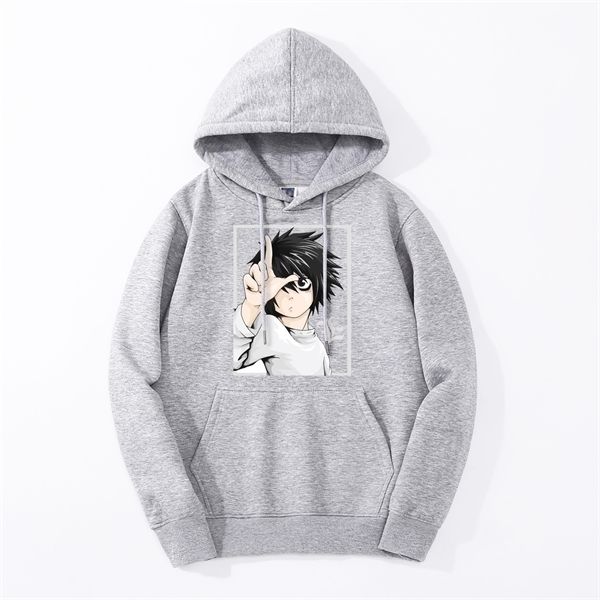 

2019 spring winter new fleece japanese anime death note yagami light men sweatshirt fashion fitness hoodies harajuku sportswear, Black
