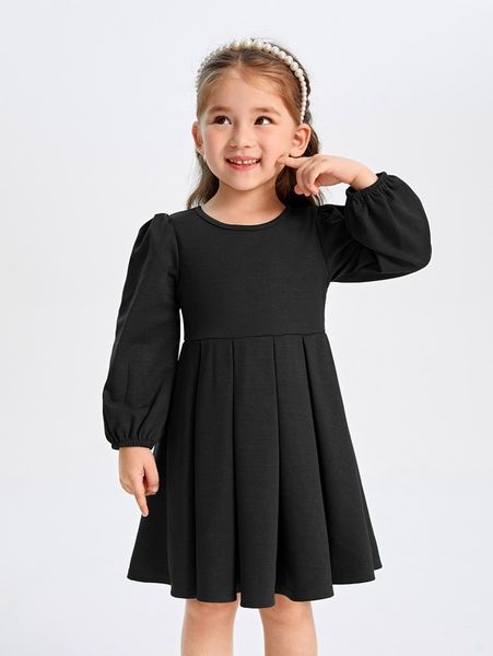 

toddler girls bishop sleeve fold pleated dress she, Red;yellow