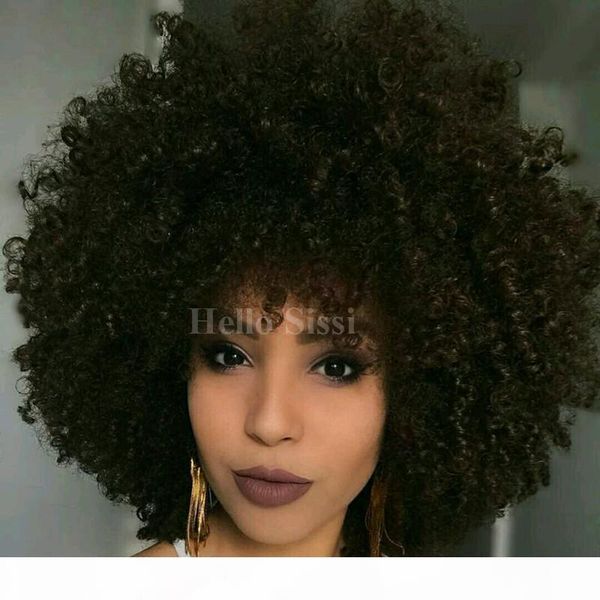 

chic cut brazilian short human hair wigs kinky curl human hair natural looking african american remy wigs for black women, Black;brown