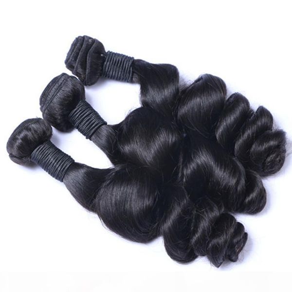 

european malaysian peruvian brazilian indian hair extensions loose wave 100% original hair 3pcs lot 10"-30" human hair weave, Black