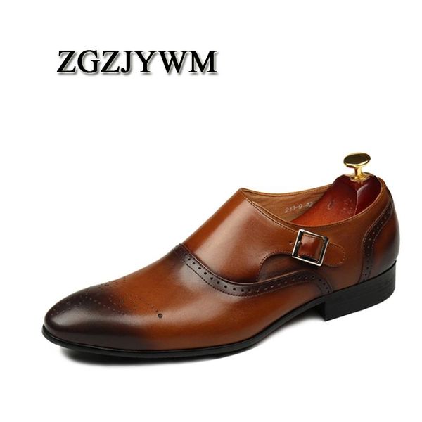 

zgzjywm new breathable mens business slip-on black/brown pointed toe formal dress genuine leather wedding oxfords office shoes