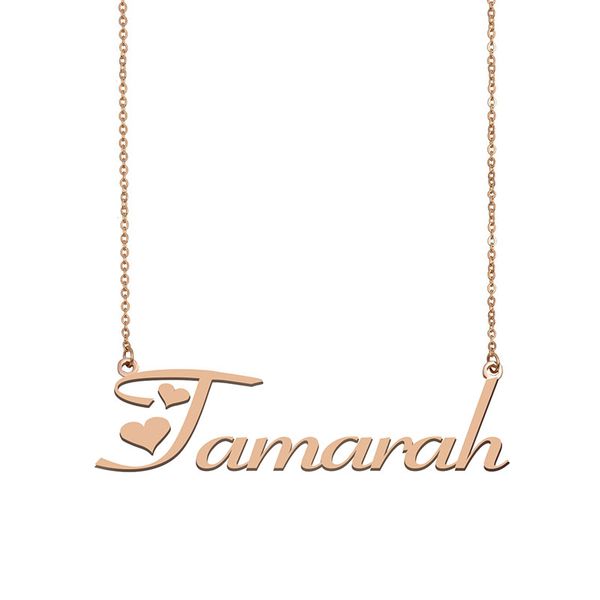 

tamarah name necklace custom nameplate pendant for women girls birthday gift kids friends jewelry 18k gold plated stainless steel, Silver