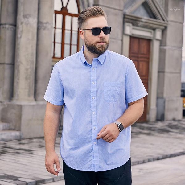 

plus size 5xl 6xl 7xl 8xl men's solid color short sleeve shirt business casual loose thin shirts male brand clothes1, White;black