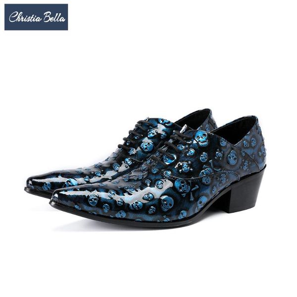 

dress shoes christia bella designer business men genuine leather oxfords italian pointed toe brogue large size, Black